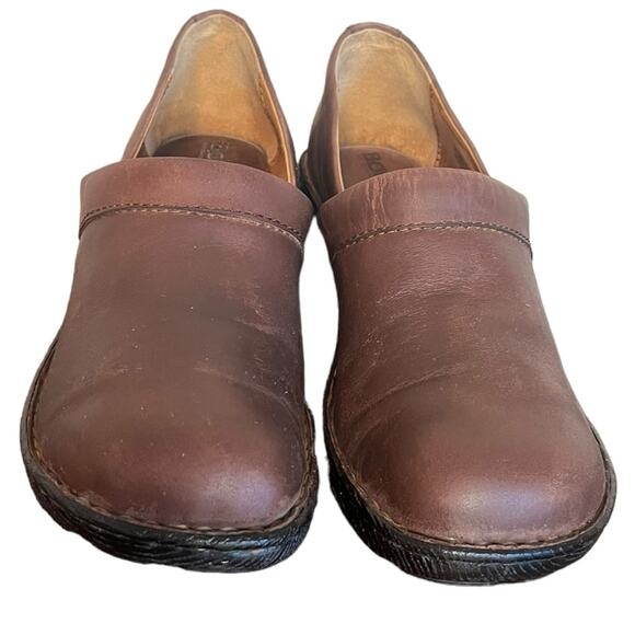 BORN Toby Duo Chocolate Leather Slip On Clogs Women’s Size 11 - Picture 2 of 10